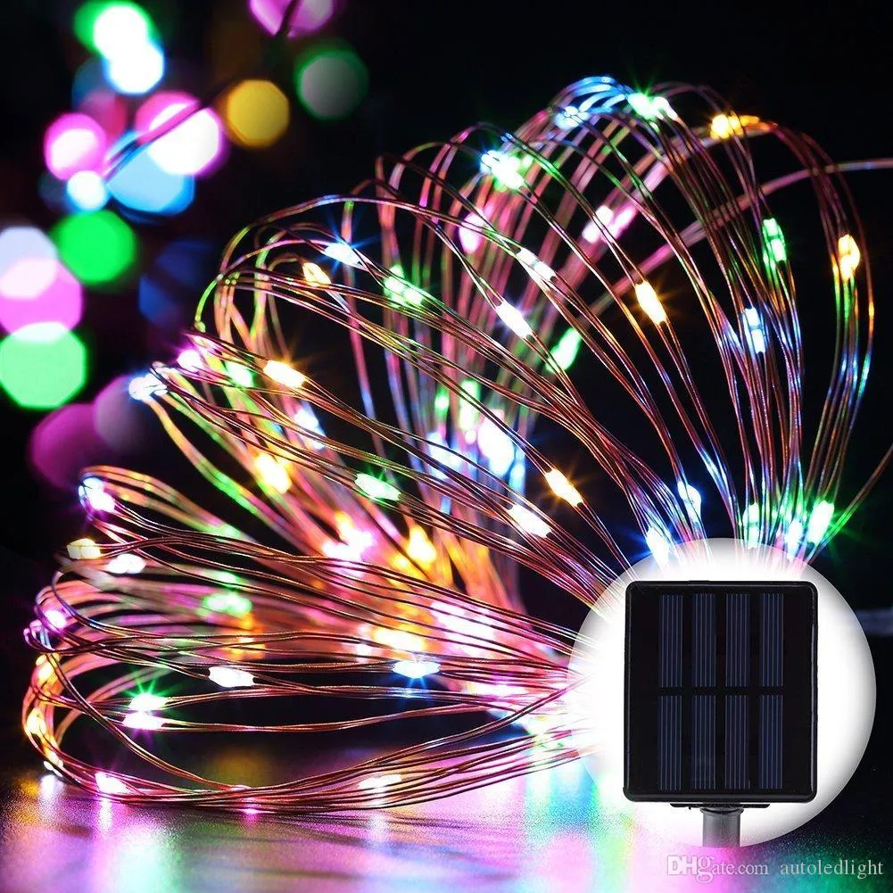 Solar Power Lights Christmas Lights 8 Kolory 10 M 100 LED Copper Wire String Light Gwiaździste oświetlenie Wakacje