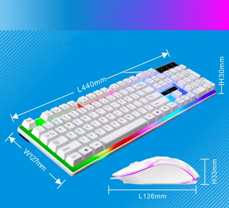 Universal - Clavier de jeu sans fil lumineux et ensemble de souris