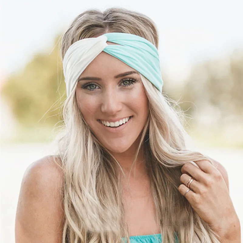 Contrast Kleur Criss Cross Cross Head Band Elastische yoga brede hoofdbanden vrouwen zoet haar hoepel mode cadeau