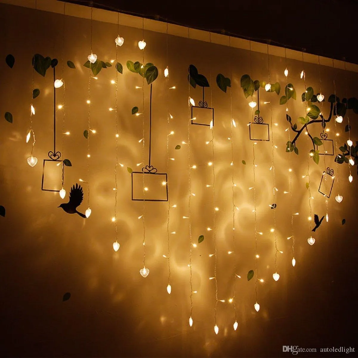 2M * 1.5M Forma d'amore LED Luci a stringa Tenda per matrimoni Hotel San Valentino Illuminazione per le vacanze Luces Luce per la casa e il giardino