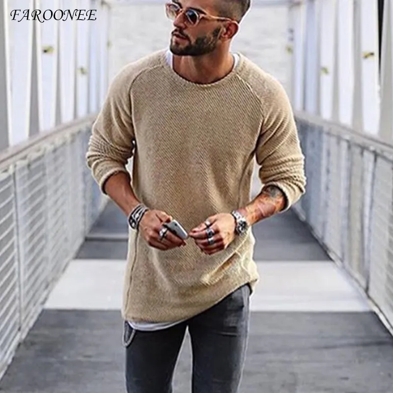 New Arrival Mens Sweater 2021 Autumn Winter Slim Solid Sweater Men