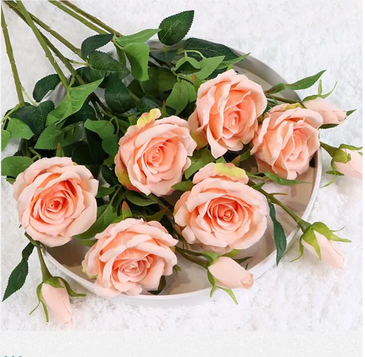27-calowy Długi Silk Różany Bukiet 70 CM Długie Sztuczne Różane Kwiaty do wystroju domu i dekoracji ślubnych