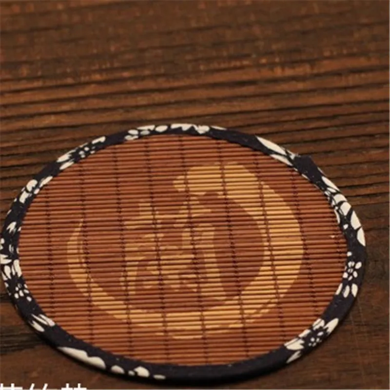 Bambu-kustunderlägg placemats rund värmebeständig dryck matta bord te kaffekopp pad non-slip cup mat yq02025