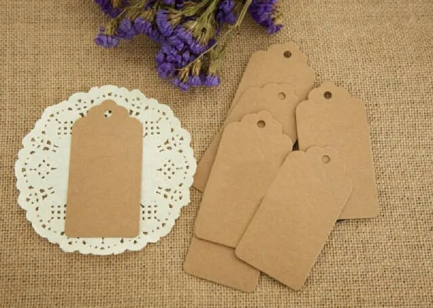 DIY Craft 9x4.5 cm Hang tag Retro Gift Hang tag Place Card Brown White Scallop Blank Card stock price Tag XB1