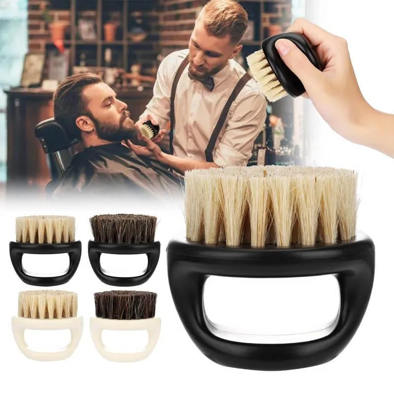 Spazzola per capelli da barba da uomo in setola di cavallo Strumento per la rasatura dell'apparecchio per la pulizia della barba da barbiere portatile in plastica