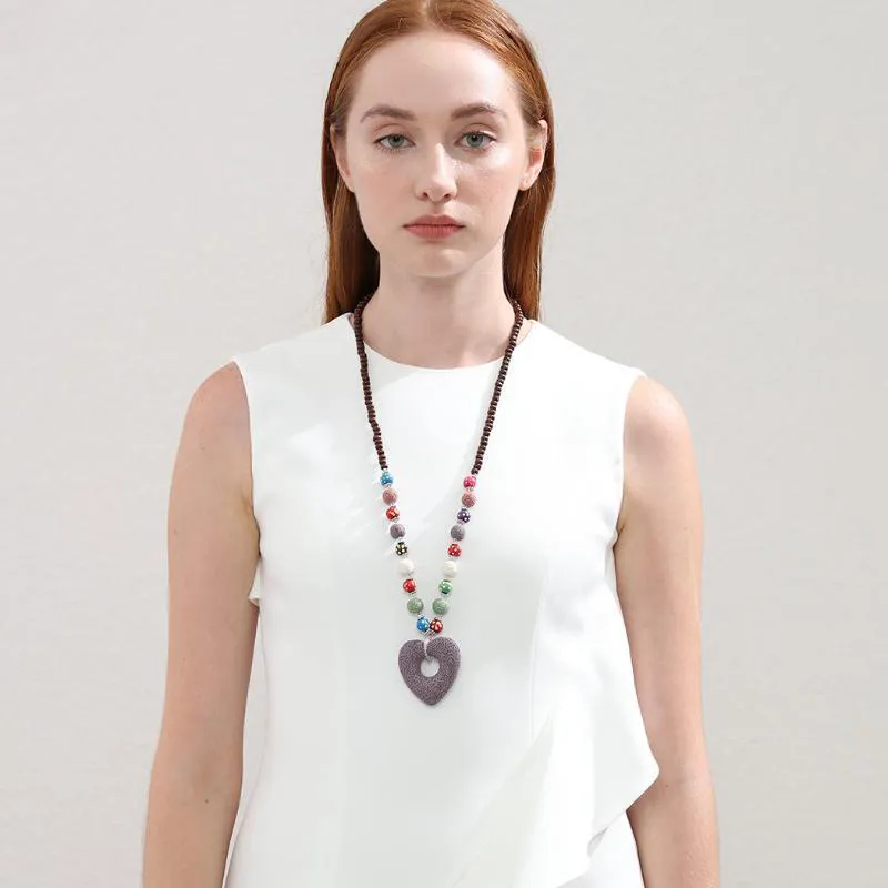Maxi Collar De Cuentas De Piedra De Lava Negra Del Corazón Collares Largos De Joyería De Las Mujeres De Piedra Natural De Manera De Los Colgantes 2020 De 15,82 € | DHgate