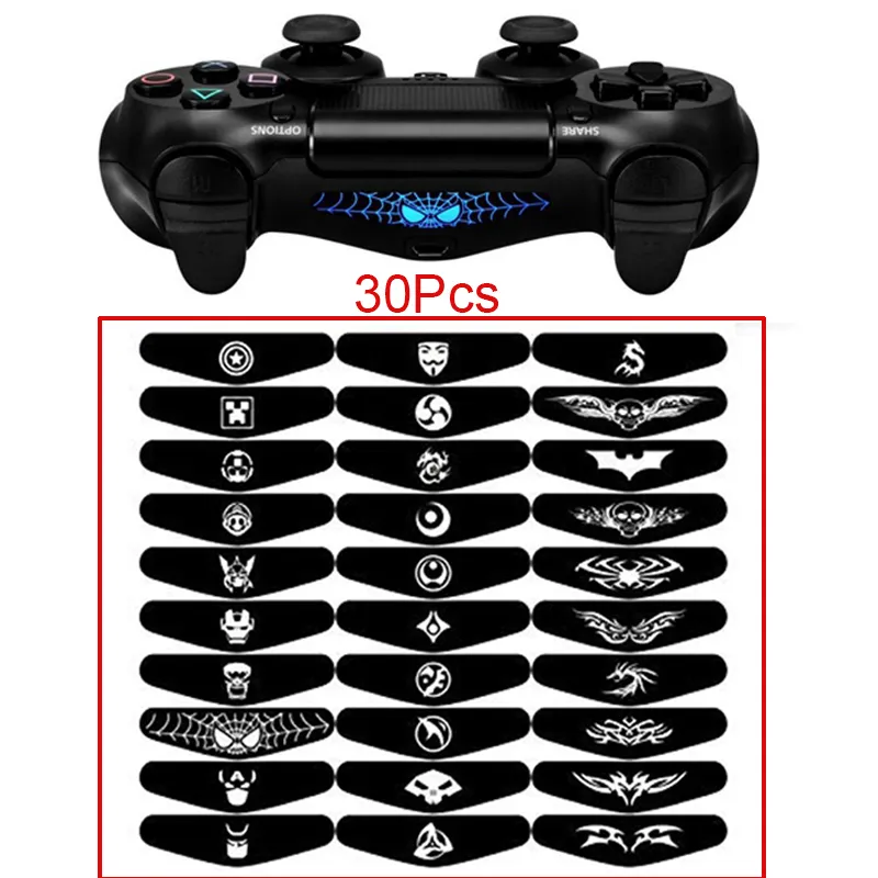 30 stks / set Vinyl LED Skin Stickers voor PlayStation 4 PS4 Controller Custom Decal Game Light Bar Sticker Hoogwaardige Snel schip