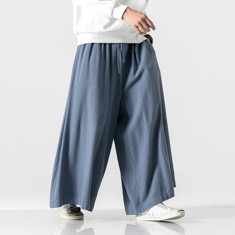 Hommes vintage mens large jambe pant 2020 pantalon harem surdimensionné pantalon mâle de style coréen