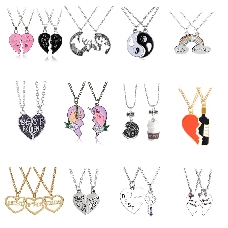 Mode vrienden honing liefde paar hanger ketting 2 stks / set regenboog gebroken hart bff goede vrienden vriendschap sieraden gift