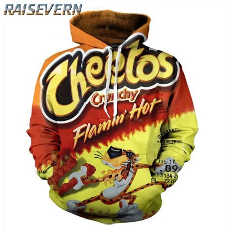 Raisevern Flamin Hot Cheetos 프린트 까마귀 남자 후드 리 남성 긴 소매 후드 후드 셔츠 후드 트랙 슈트 땀 코스 캐주얼