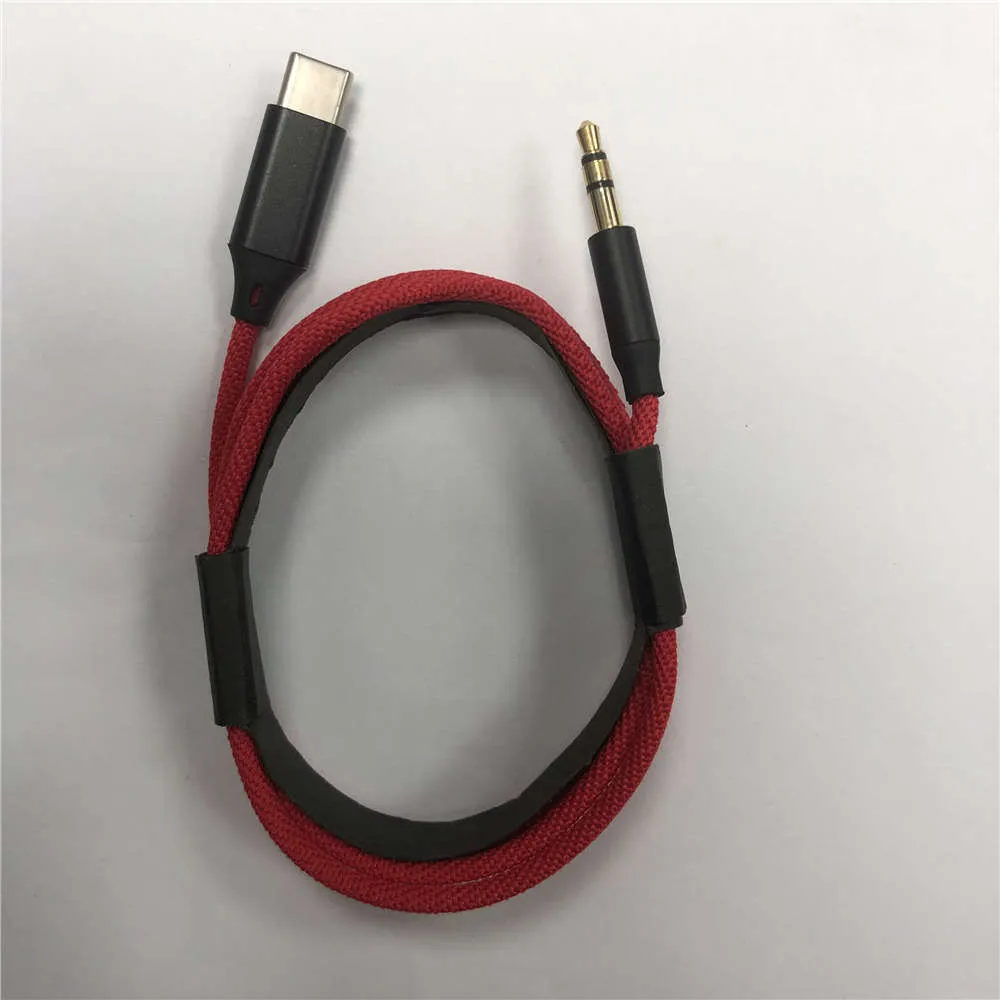 Red color Braided Metal Aux cablesType c Male To 3.5mm Jack Male Car AUX Audio Adapter Cables For Car Speaker Smrart Phone