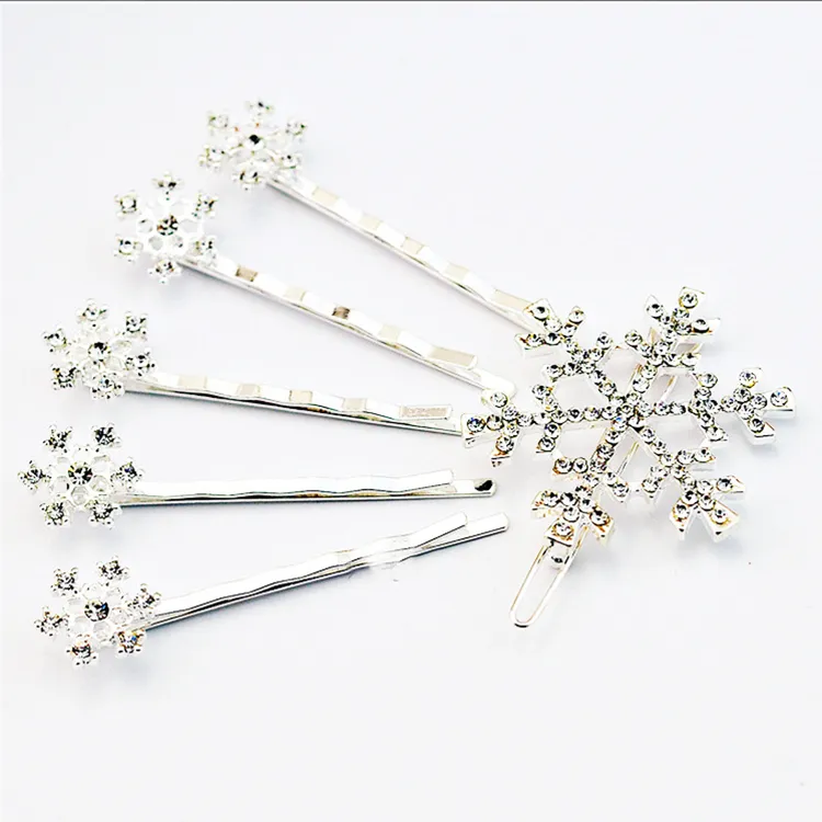 Fashion Silvery Blue Snowflake Hair Pins Set Rhinestone Meisjes Haren Clips Pin Girl Student Haarspelden Accessoires HairClip Barrettes Hoofdtooi