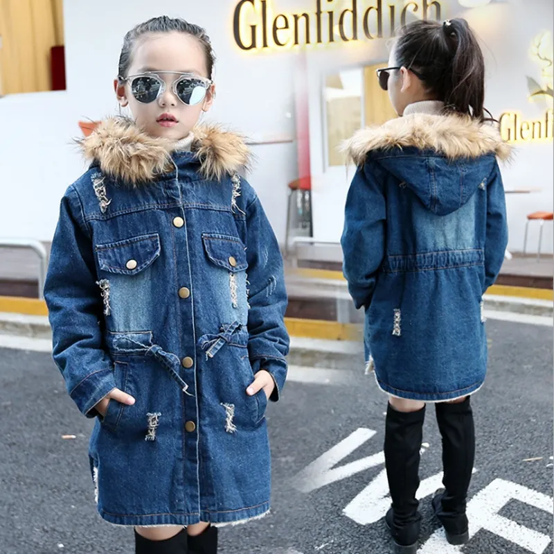 Winter Denim Kids Jackets Boys For Girls With Plus Velvet Lining And Fur Detailing Designer Outerwear For Kids DW4730 From Toddlerlife 17.62 DHgate.Com