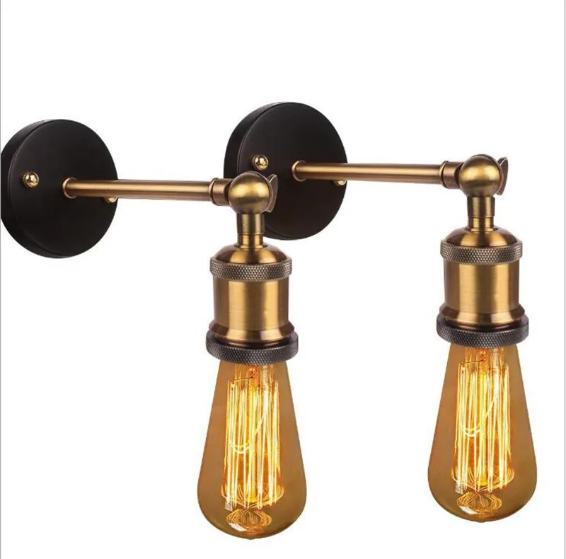 LED Vintage Wall Lights Retro LED-vägg Sconces Shadeless E27 Filamentlampor Industriell metall Enkelväggsljus E27 Bulbhållare AC110-240V