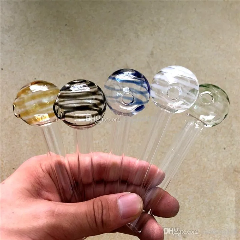 Cheap colorful Donut Pyrex Glass Oil burner transparent Oil tube Glass Straight pipes Oil Burning Pipe for smoking pipes