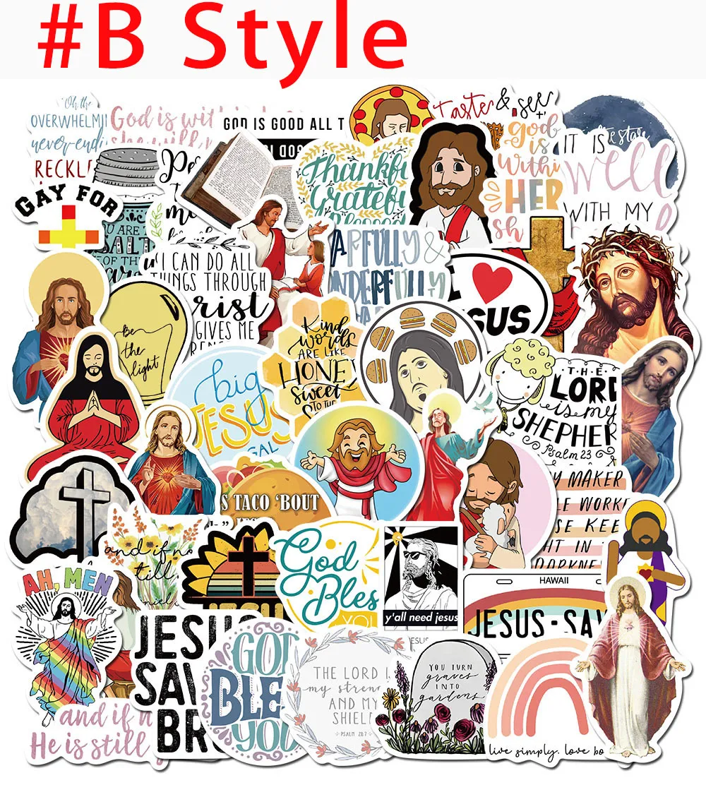 50pcs Stickers Christian Jesus Stickers Bible Verse Stickers Inspirational  Vinyl Waterproof Religious Stickers For Water Bottle Journaling Laptop