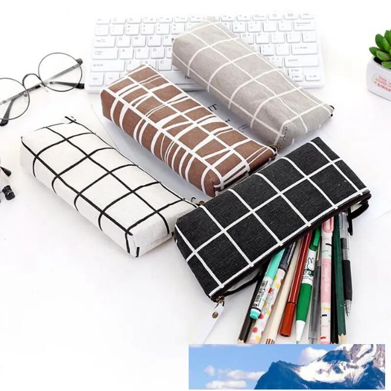 Korean version large-capacity student pencil case Simple canvas Pencil Bag student stationery case New free shipping