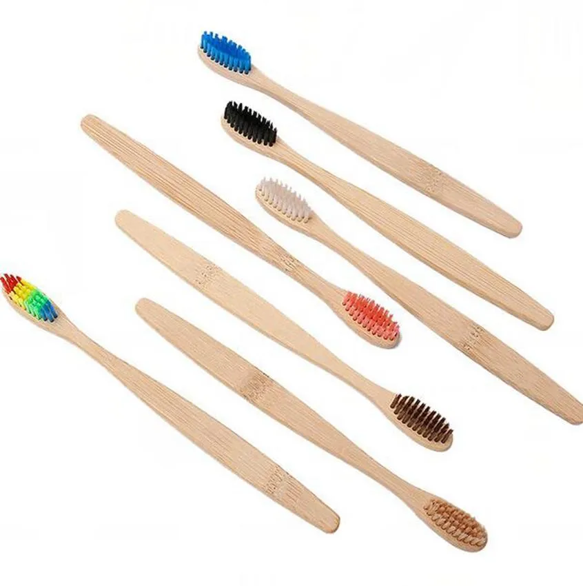 Bamboo Toothbrush Adult Soft Rainbow Environmentally Bamboo Wooden Handle Tooth brush Eco-friendly Toothbrush 11 colors