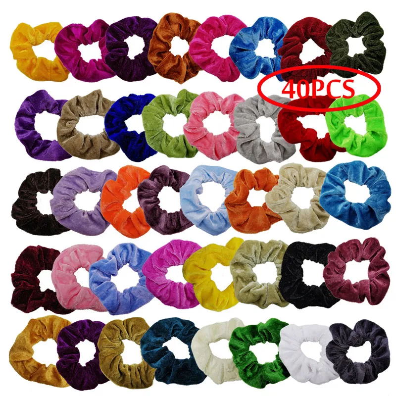 46 Colors Women Girl Scrunchy Holder Ring Elastic Hairbands Pure Color Velvet Sports Dance Hair Jewelry