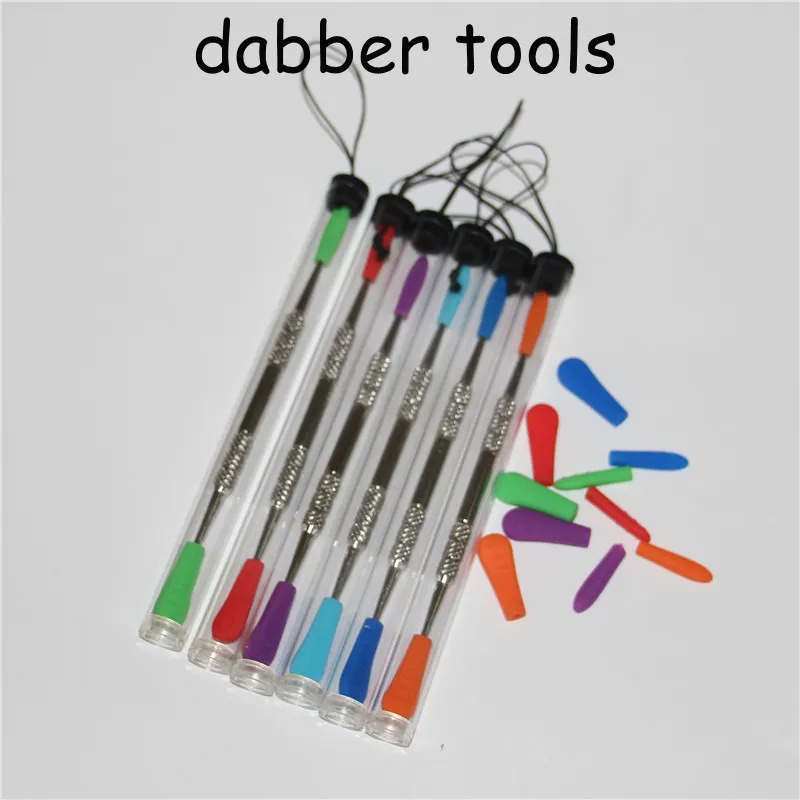 smoking metal 120mm wax carving dab tool with plastic tube individual package dabber tools silicone tips end free DHL