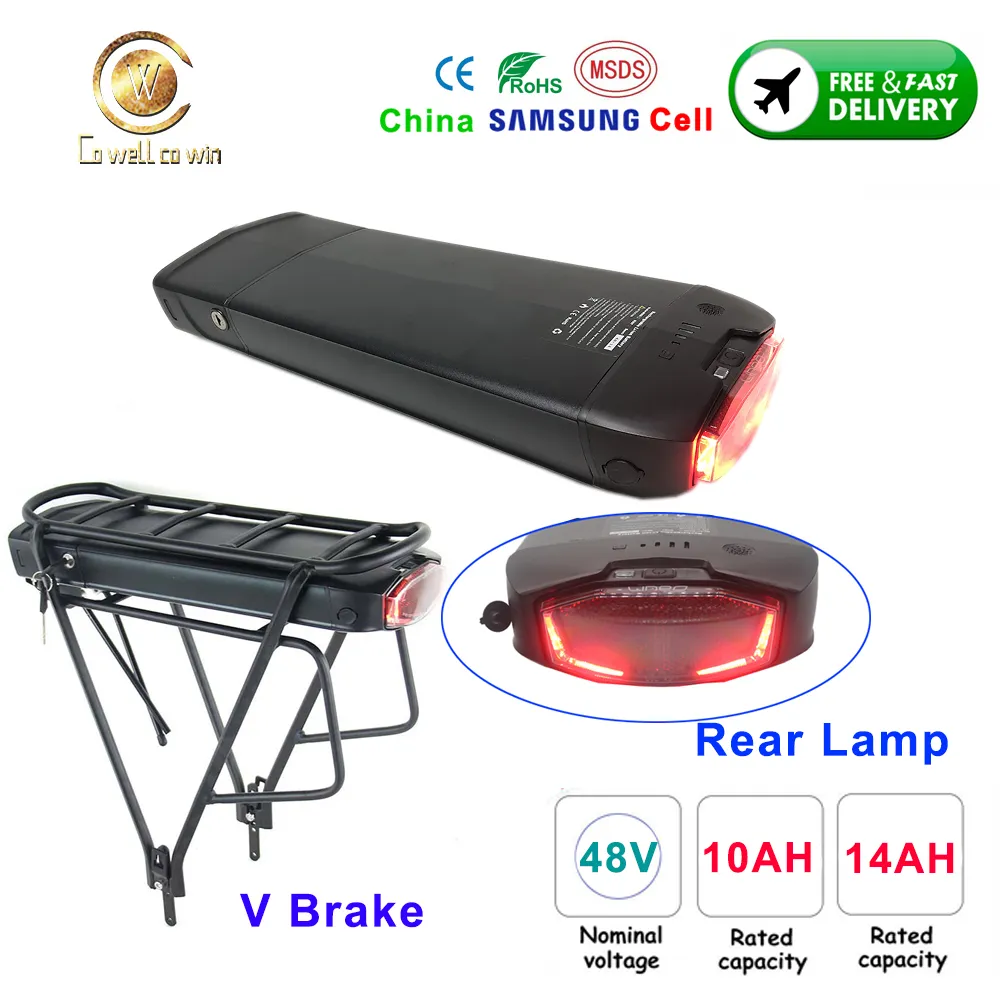 48V 13S4P Ebike Battery Lithium ion Bicycle 18 With Taillight Double Layer Luggage Rack for 48Volt 100W 750W Motor