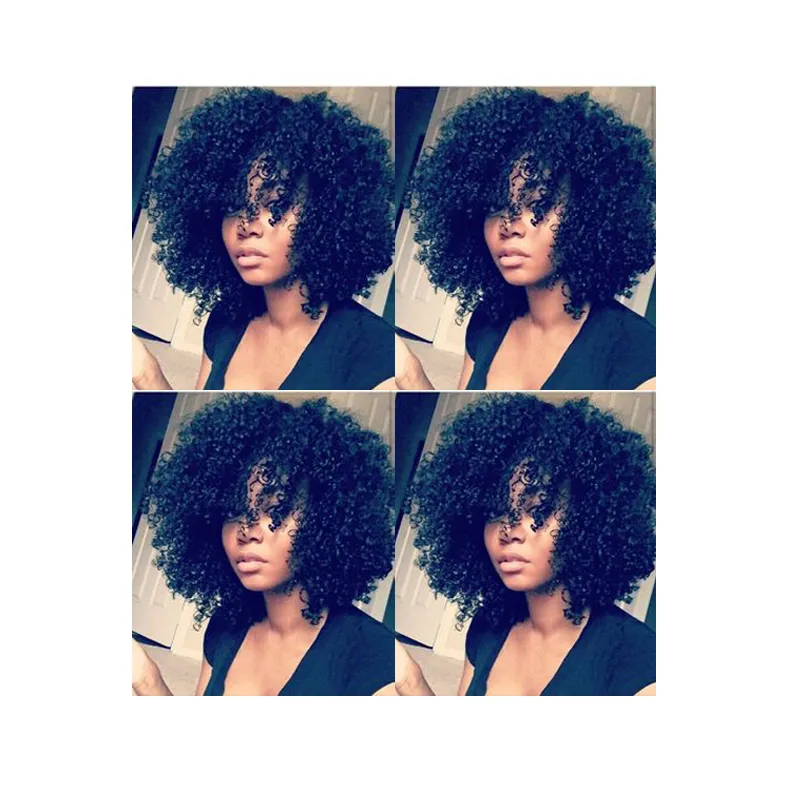 nuova bella acconciatura afroamericana bellezza capelli brasiliani caschetto corto crespo parrucca riccia nera simulazione capelli umani parrucca riccia crespa per le donne