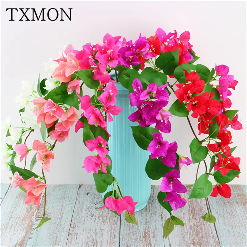 8PC high-grade single-branched leaf simulation bougainvillea simulation silk flower home Wedding hotel decoration Bougainvilleas