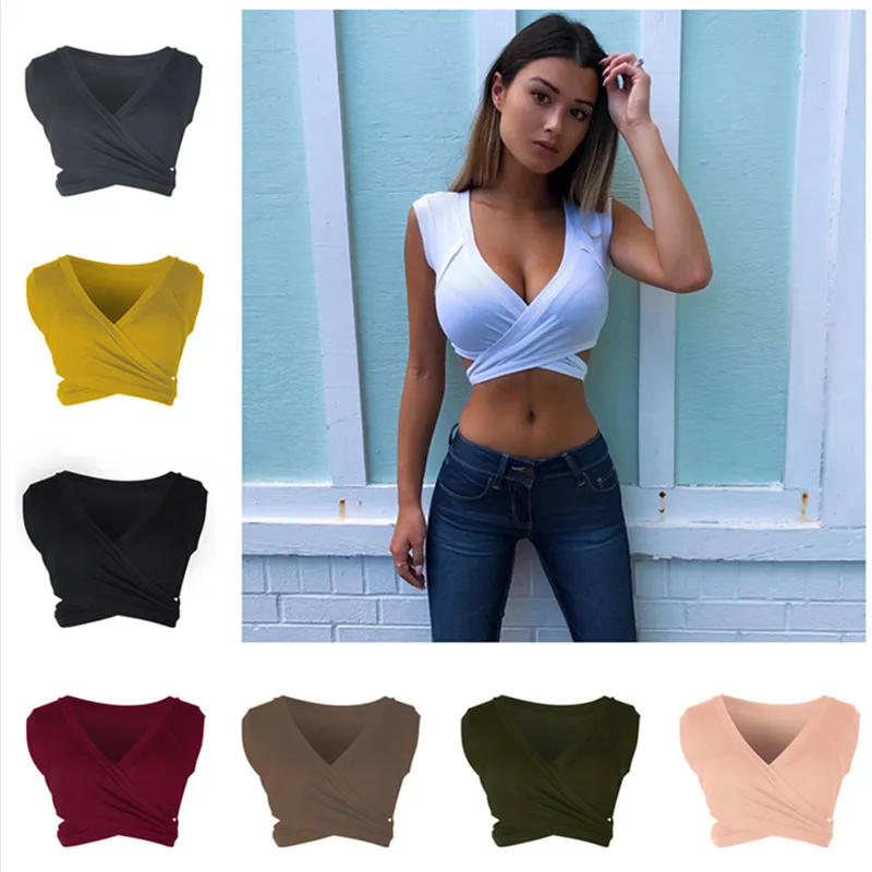 Fashion Women Lace-up T-shirt Summer Sleeveless High Quality T Shirt Show Belly Casual Tops Popular Sexy Blouse Party Clothes Top Sale