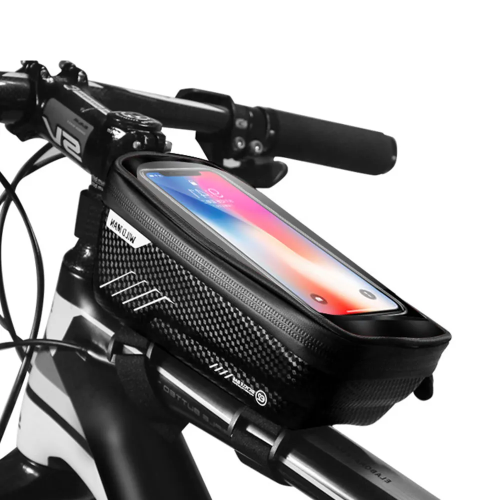 Waterproof Bicycle Bag For 4.7-6.2inch Smartphone Cycling Front Bag Bike Head Tube Handlebar Pannier MX200717
