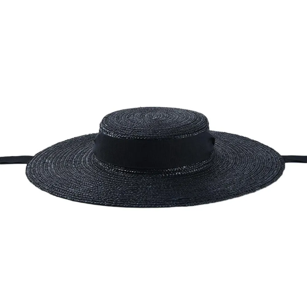 Ladies Wide Brim Hat Elegant Boater Straw Hat With... From  display picture 2