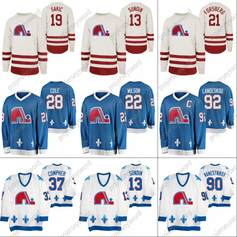 Quebec Nordiques Retro koszulka hokejowa Arik Johnson Joe Sakic Mats Sundin Michel Goulet Nathan Mackinnon Peter Forsberg Peter Stastny Mikko Rantanen Nazem Kadri