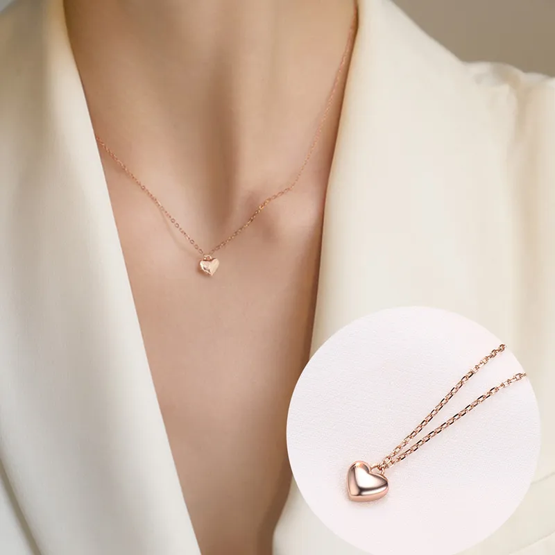 Collana pendente moda a forma di cuore in acciaio inox 18K oro oro argento colla