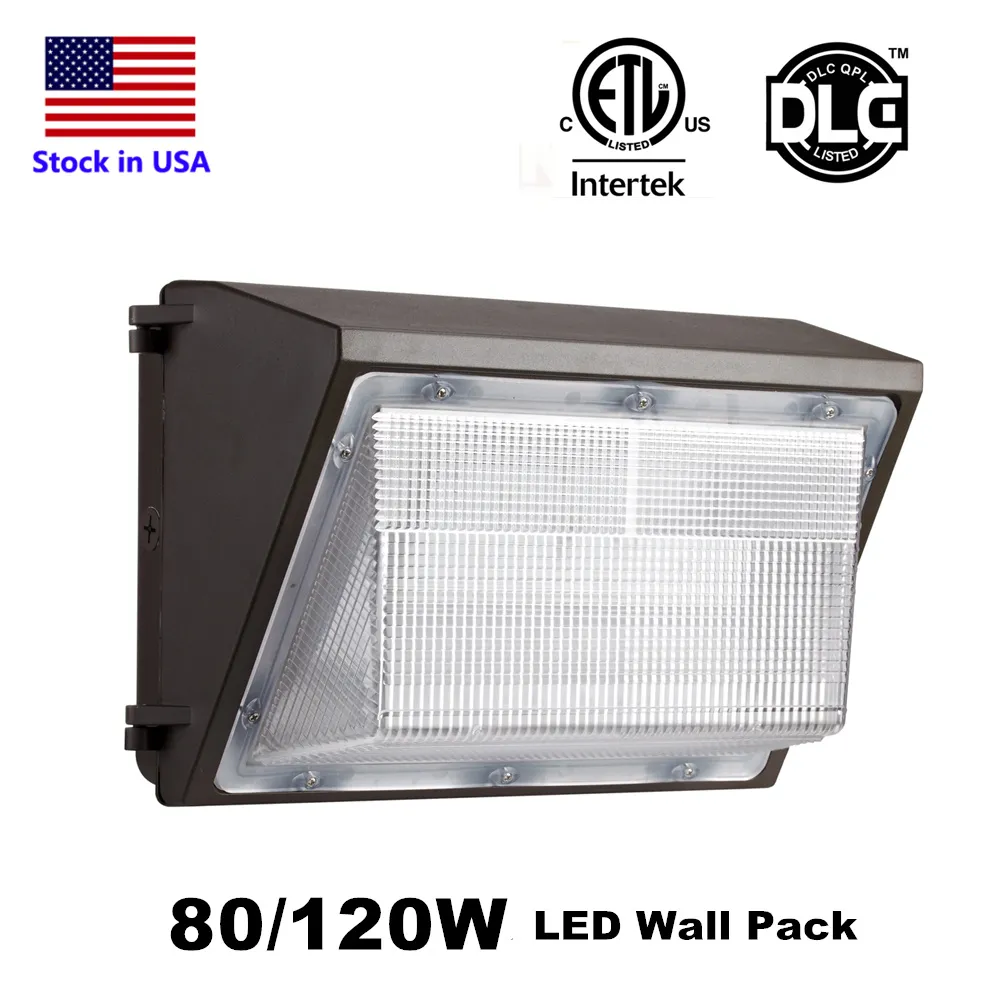 120W LED WALLPACK LAMP med Dusk-to-Dawn Photocell 5000K Daylight Outdoor Security Lighting Commercial and Industrial LED Wall Light for Garage Warehouse