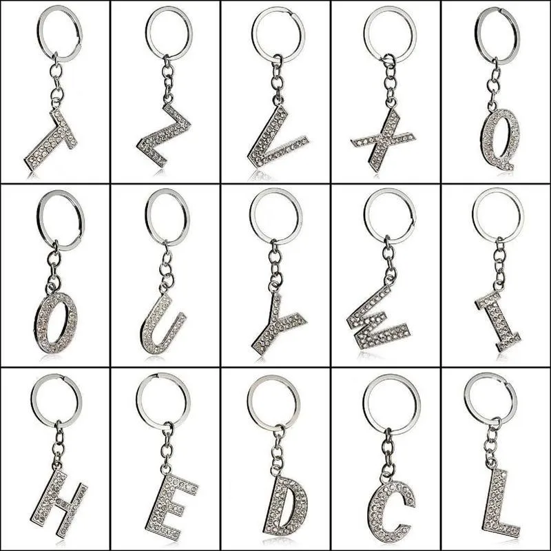 Lettres anglaises porte-clés 26 A Z cristal lettre porte-clés porte-clés porte-clés sac pendentif porte-clés charme porte-clés mode bijoux cadeau NOUVEAU