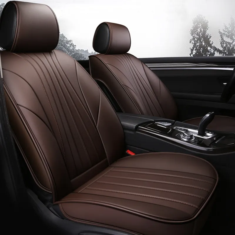 Universal Fit Full Leather Car Seat Cover 에어백 대부분의 자동차 세단 SUV 또는 BMW Mercedes-Benz Mazda 보호 쿠션 P175f