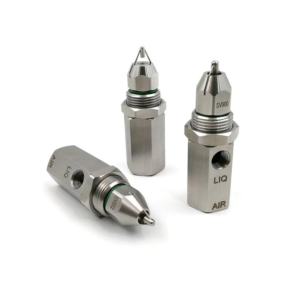 YS Metals Air Firidification Ultrasonic Atomizer Twin Fluid Micro Fog Nozzle 5-15 Microns Droplet Size