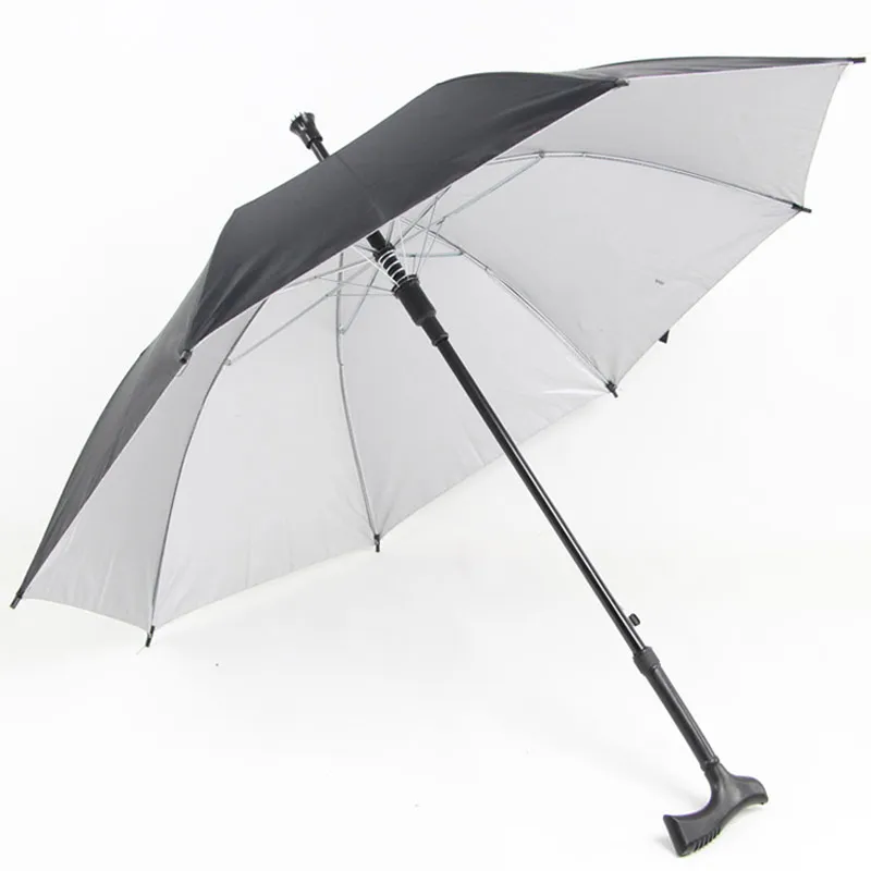 Women Men Sunny Rainy Umbrellas Crutches Anti-slip Elderly Umbrella Long Handle UV Protection Windproof Umbrella Customized Gift BC BH1000