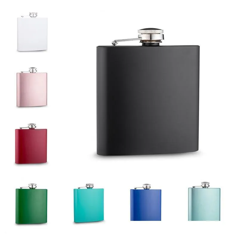 mixed colored 6oz painted stainless steel hip flask with screw cap,customized logo accept colored 6oz painted stainless steel hip flask