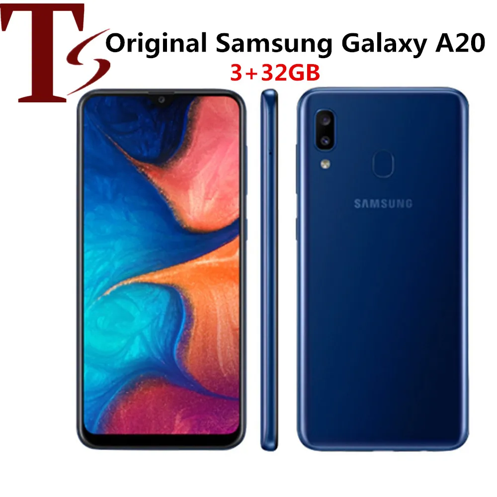 Отремонтированный оригинальный Samsung Galaxy A20 A205U 6,4 -дюймовый Octa Core Android 9.0 3GB RAM 32 ГБ ROM разблокированный одиночный SIM -телефон 8 шт.