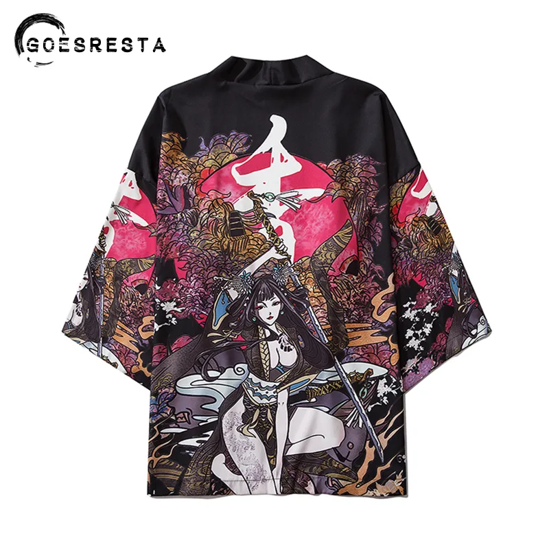 2020 japanska samuri tryckta kimono kvinnor hajuku hip hop mode casual streetwear jacka sommar lös cardigan kimono män cx200728