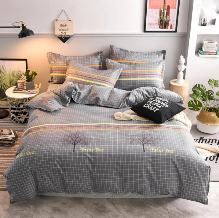 2020 Set di biancheria da letto a righe in cotone 4 pezzi Completo da letto Copripiumino Lenzuolo Federa Forniture per biancheria da letto di design Cheap290u