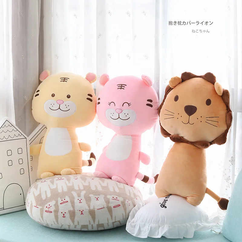 75 cm Kawaii Leone Tigre Peluche Cuscino Lungo Giocattolo Morbido Cartone Animato Animale Bambola di Pezza Cuscino per Dormire Cuscino Amici Regalo di Compleanno