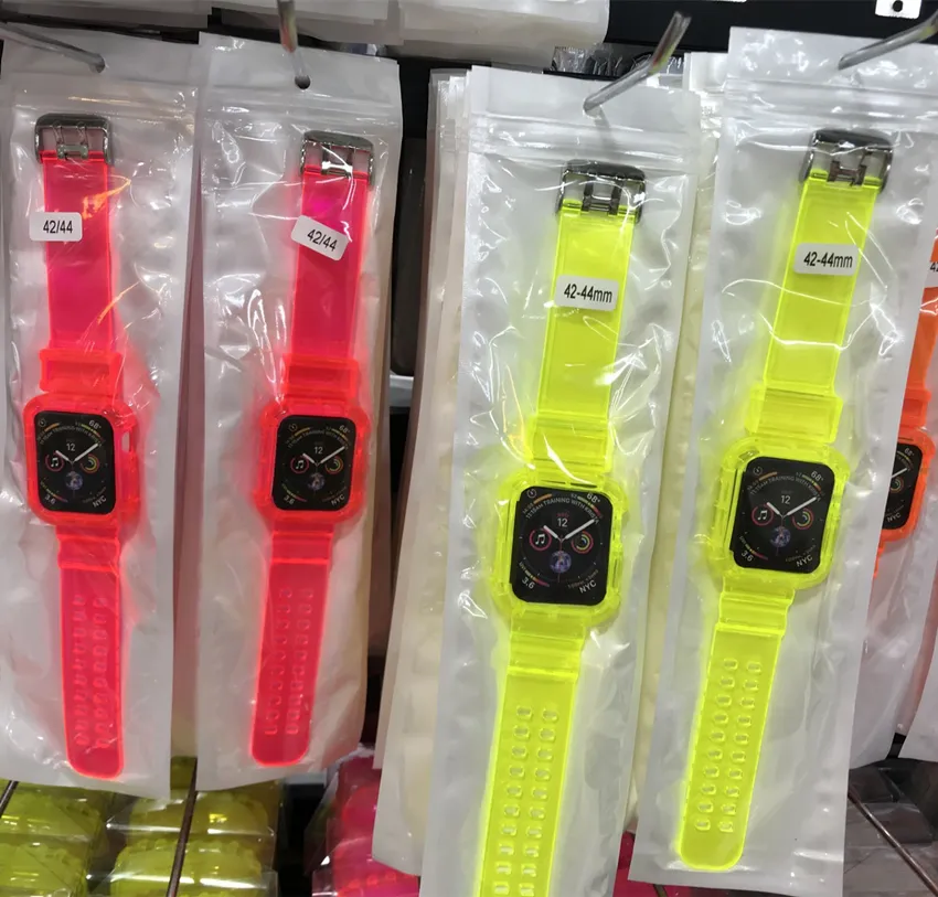 Yumuşak TPU Watchband Askı Bantları ile Tam Koruyucu Kılıf Çerçeve Zırh Apple İzle IWatch 38 / 40mm 42 / 44mm