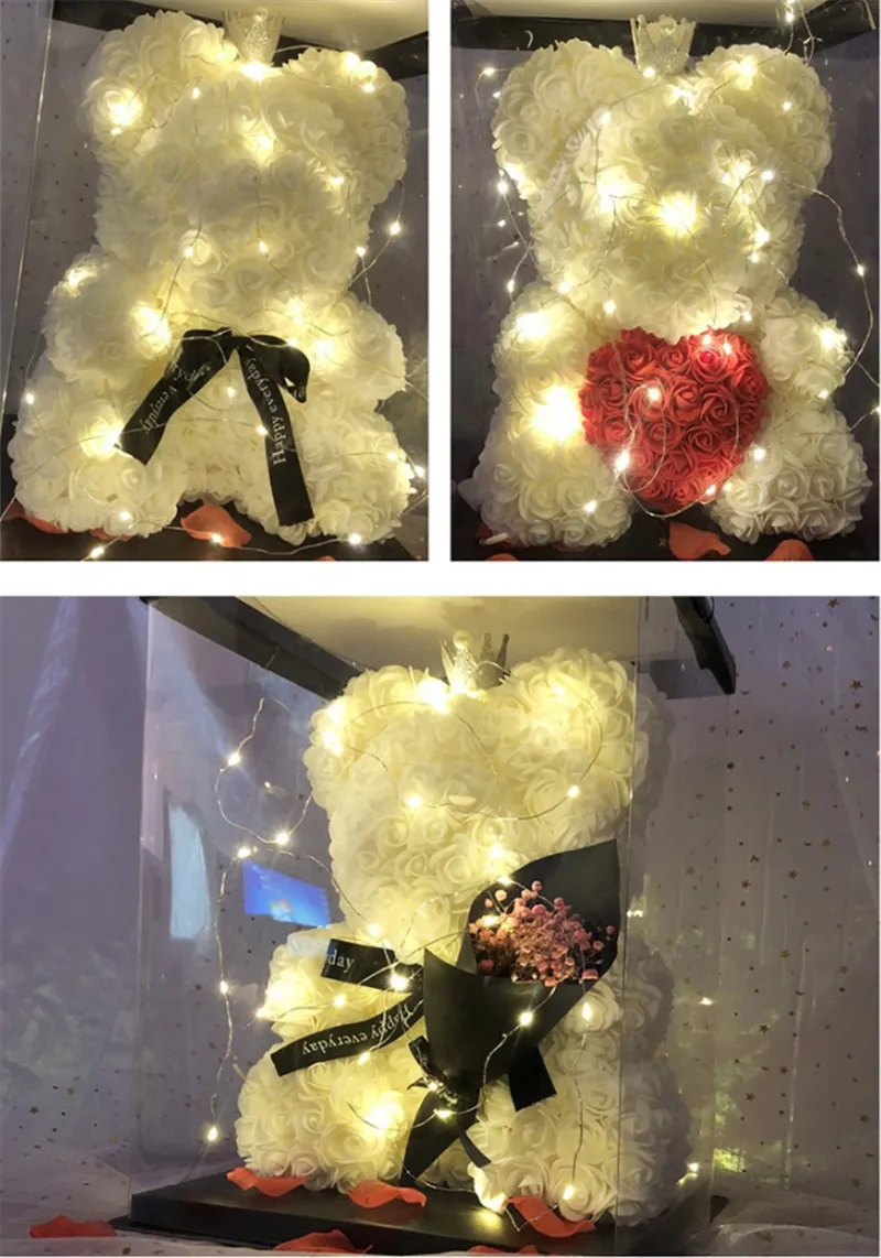 Rose Teddy Bear NEW Valentines Day Gift 25cm Flower Bear Artificial ...