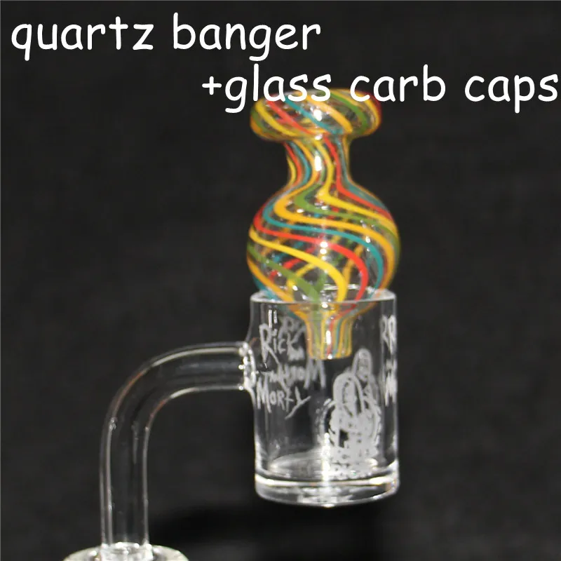 100% Real Quartz Banger with carb caps Sundries Glass Reclaim Catcher handmake 14mm joint QuartzBanger nail for dab rig bong DHL