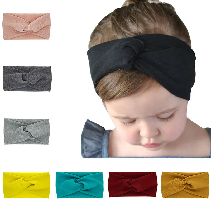 2020 New Cotton Hair Bands Spiral Double Cloth Knit Headband Ornaments Kids Headwear Fashion Headbands Girls Hair Accessories