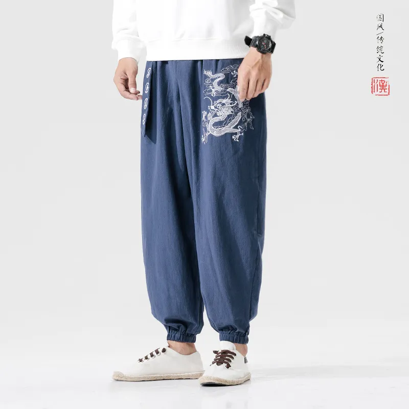 Pantalones para hombres Japonés Casual Kimono Samurai suelto Pantalón Pantalón Japón Hombres Traje Asiático Traje Yukata Estilo de algodón Ropa