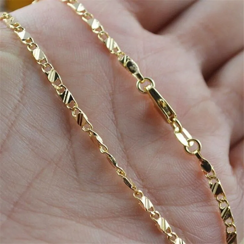 High Quality Wholesale Fashion Men Women 16-30 Inches Chain Necklace 18K Yellow Gold Filled Jewelry