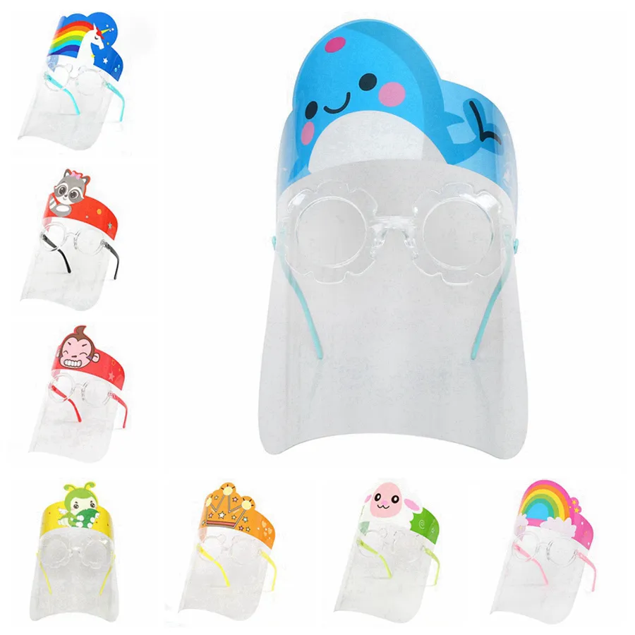 Children Safety Faceshield Cartoon Transparent Full Face Cover Protective Film Tool Anti-fog Face Shield Designer Mask 8styles RRA3321