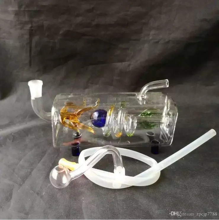 Accessoires de bongs en verre de fumée d'eau de dragon de pan de tube horizontal, accessoires de bongs en verre en gros, narguilé en verre, fumée de tuyau d'eau fre